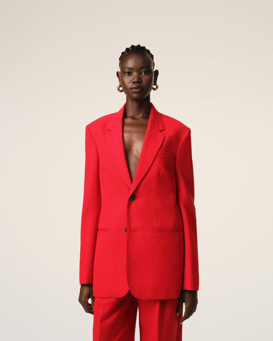 Red Wool Semi-Lined Jacket