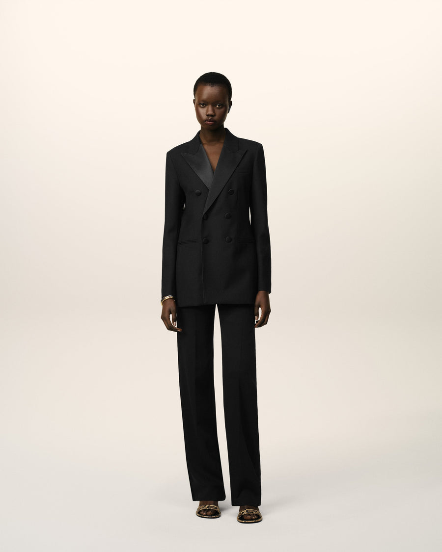 Black Wool Double Breasted Jacket
