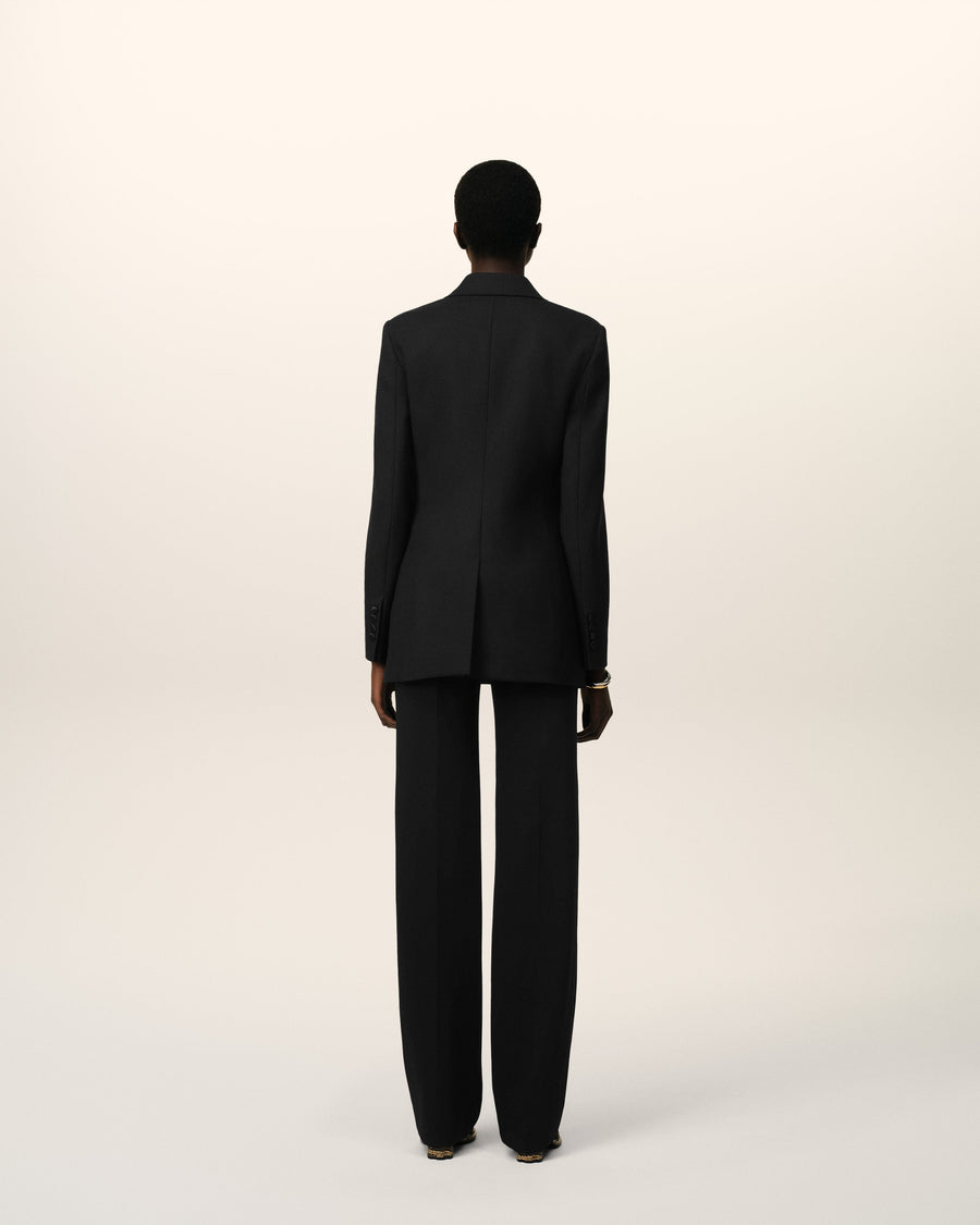 Black Wool Double Breasted Jacket
