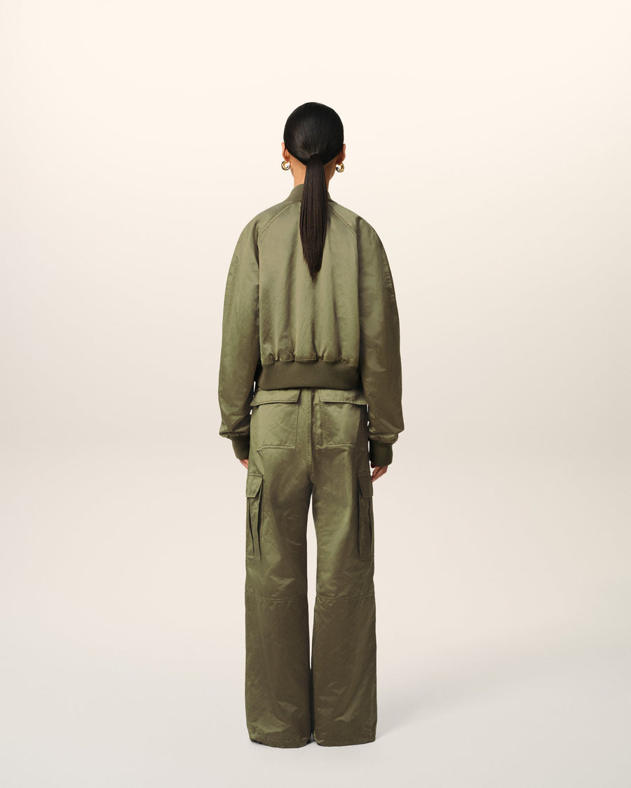 Green Cotton Satin Ami de Coeur Bomber