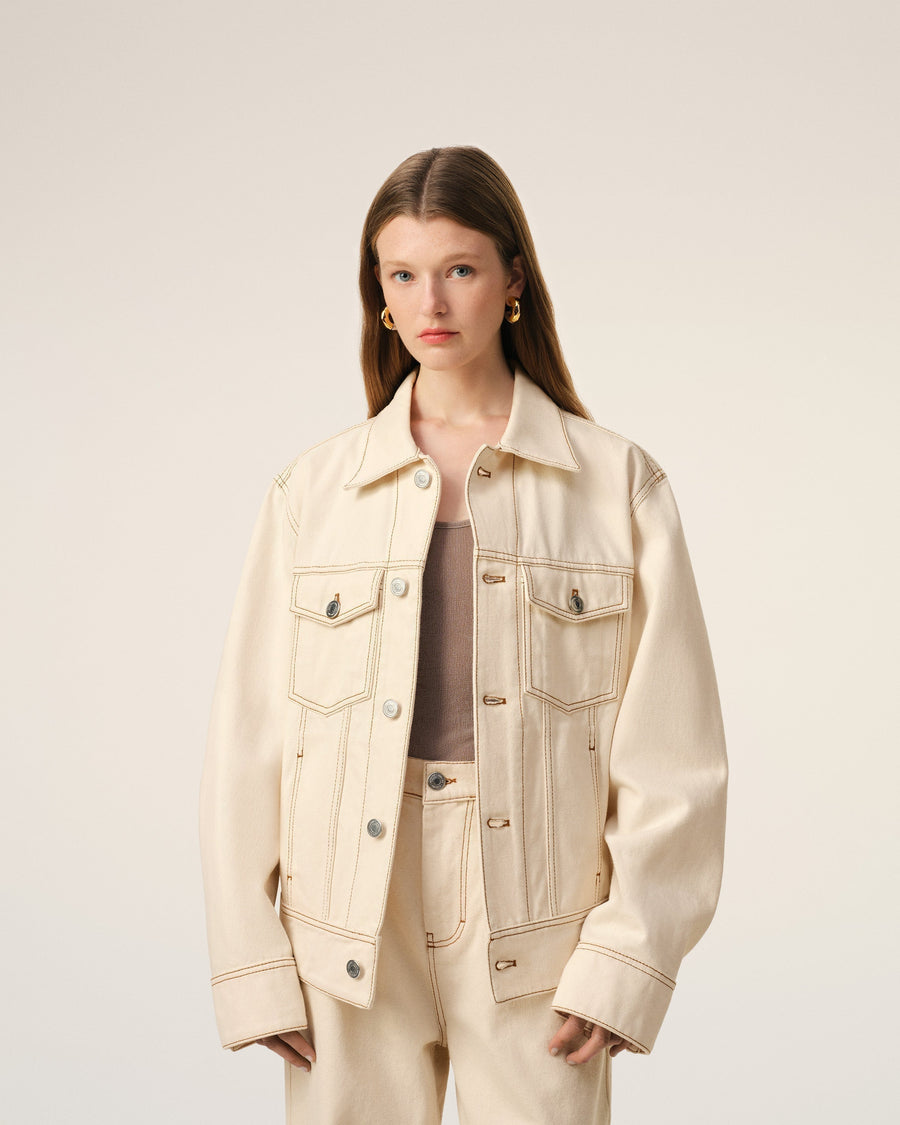 Beige Cotton Ami Paris Trucker Jacket