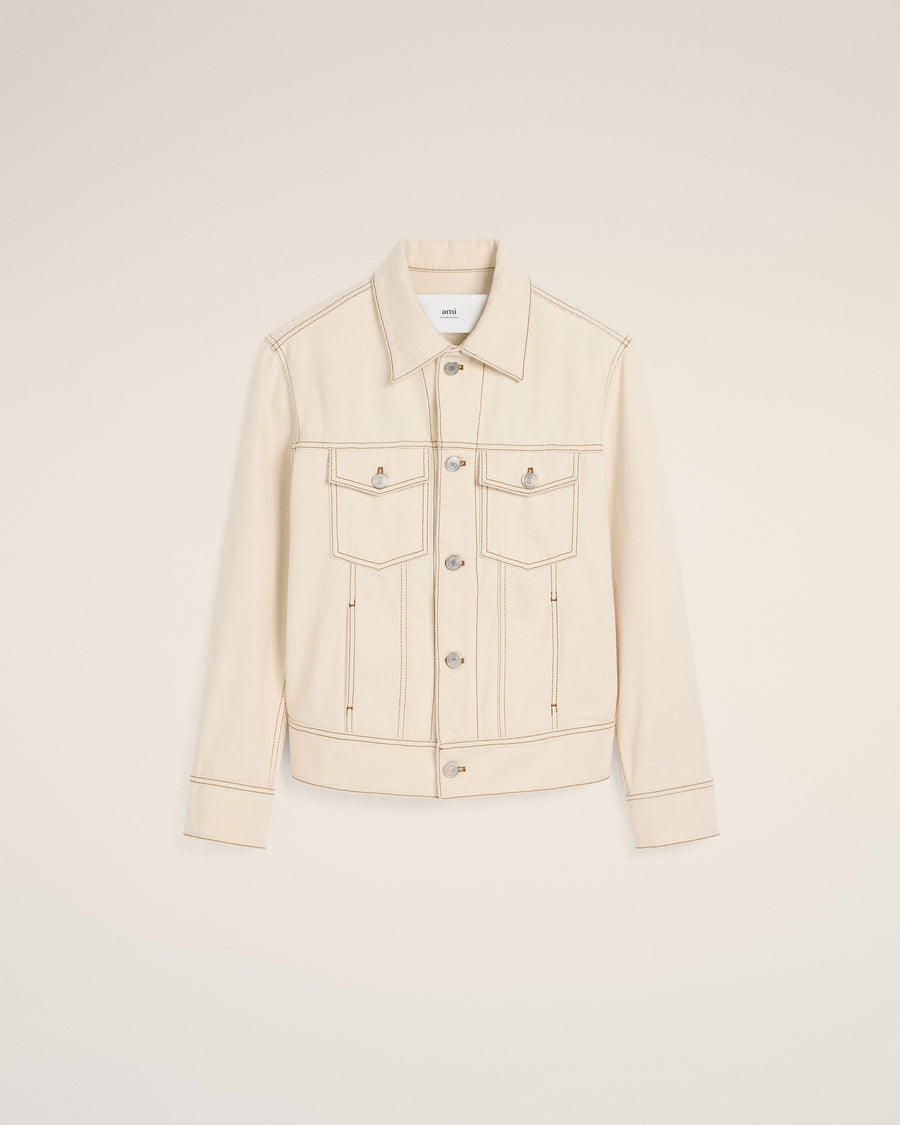 Beige Cotton Ami Paris Trucker Jacket