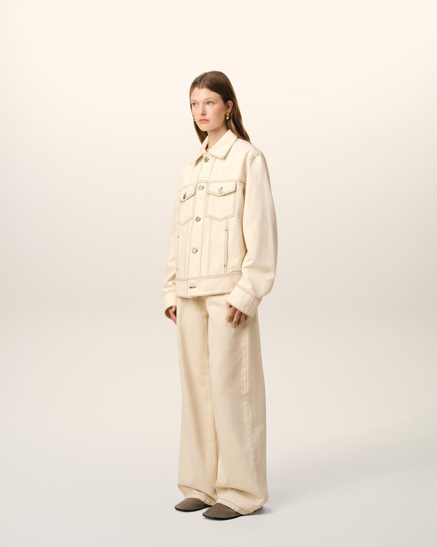 Beige Cotton Ami Paris Trucker Jacket