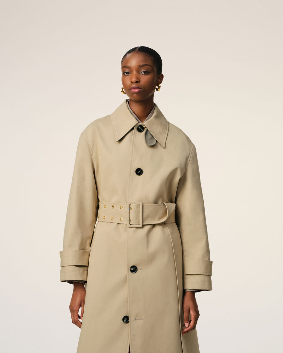 Beige Cotton Belted Mac