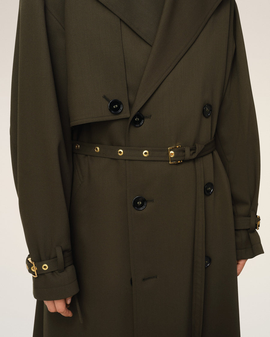 Green Wool Trench Coat