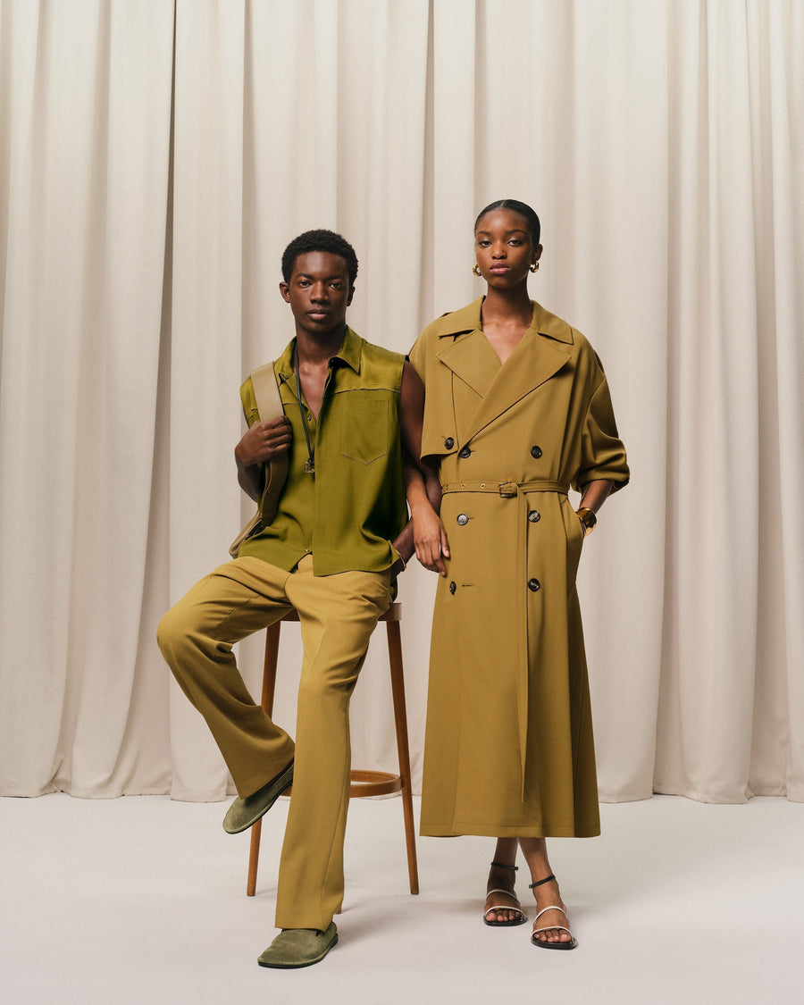 Mustard Wool Trench Coat
