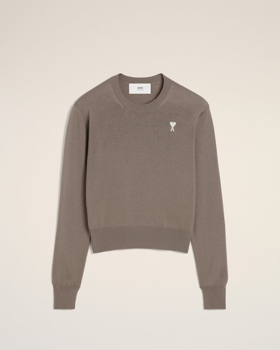 Beige Wool Ami de Coeur Crew Neck Sweater