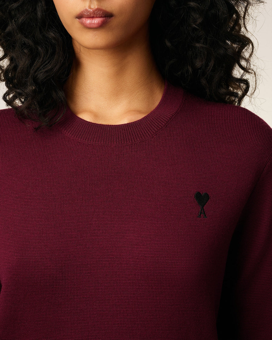 Burgundy Wool Ami De Coeur Crewneck Sweater