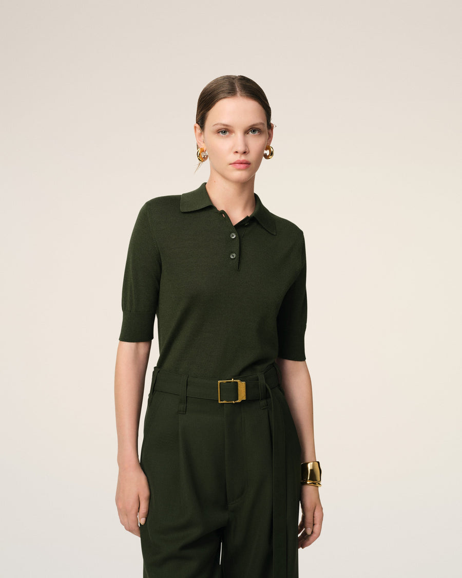 Green Wool Tonal Ami de Coeur Polo