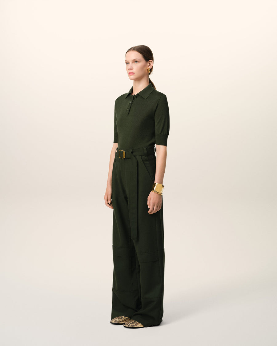 Green Wool Tonal Ami de Coeur Polo