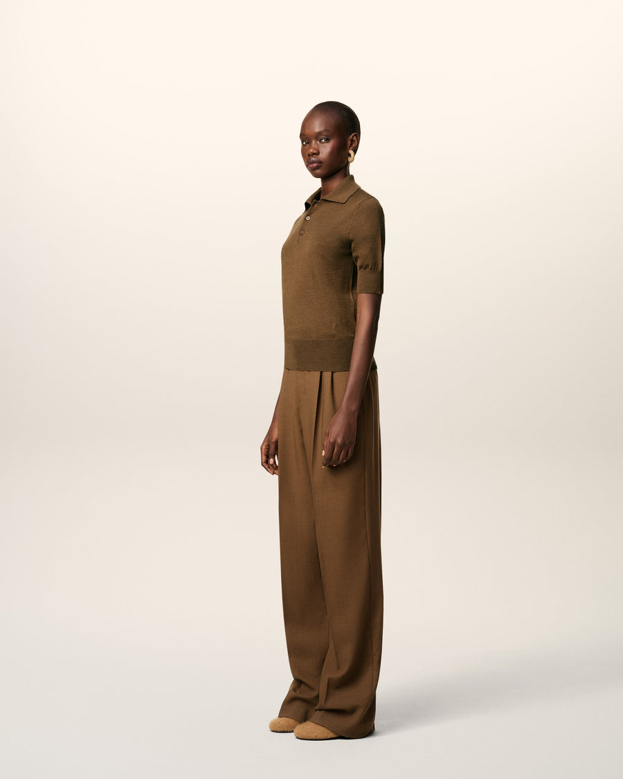 Brown Cotton Ami De Coeur Polo