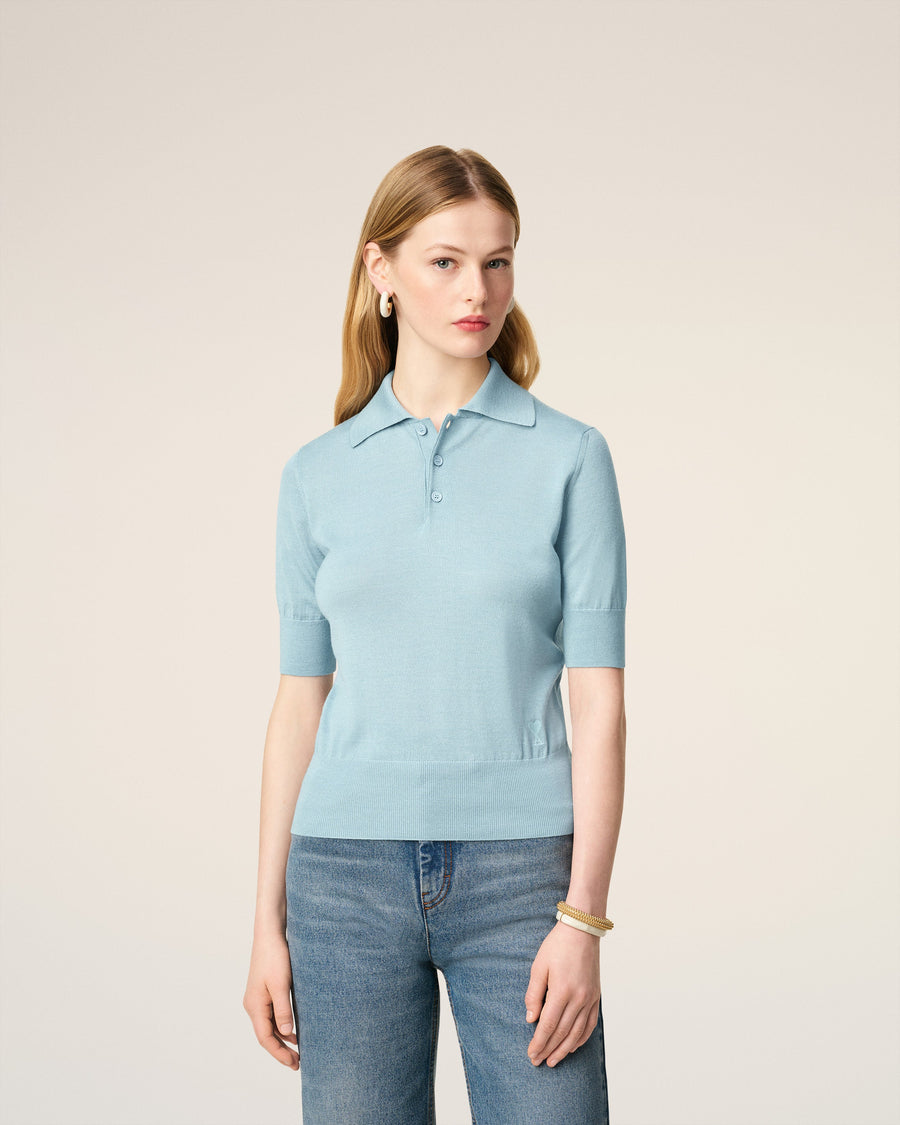 Blue Wool Ami De Coeur Polo