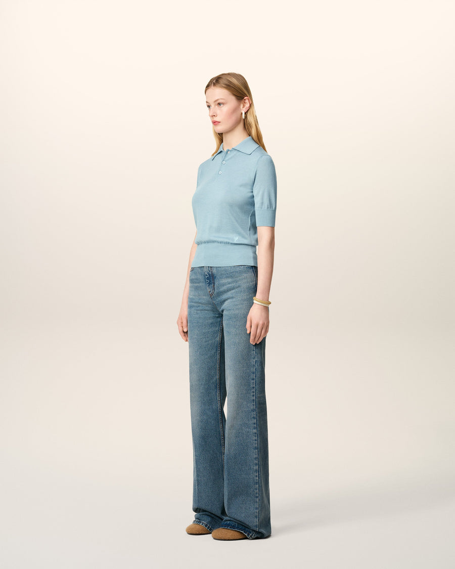 Blue Wool Ami De Coeur Polo