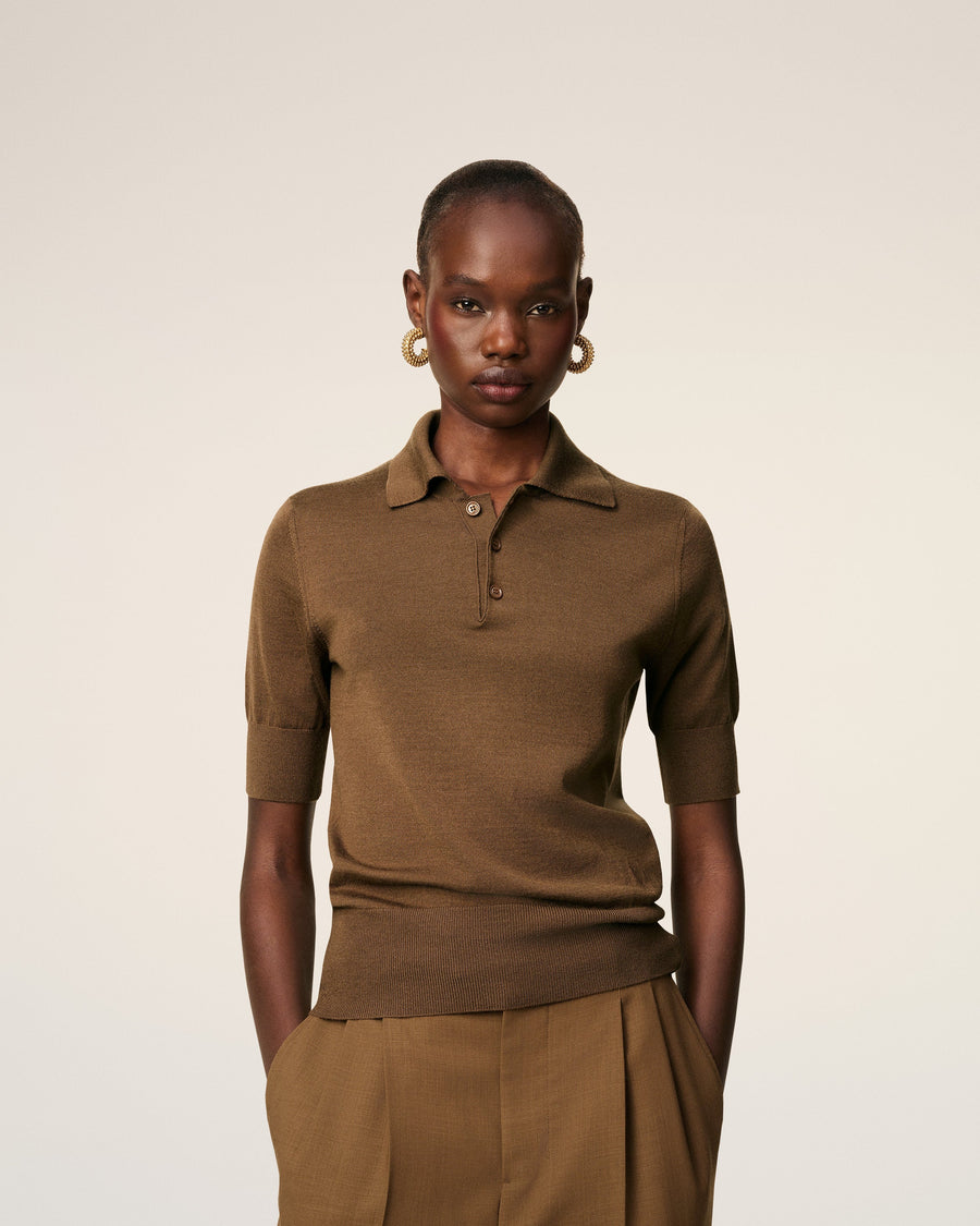 Brown Cotton Ami De Coeur Polo