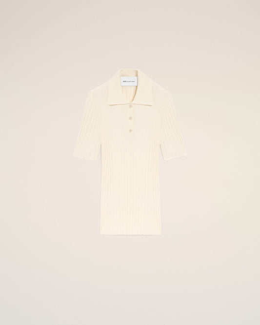 White Knit Short Sleeves Polo