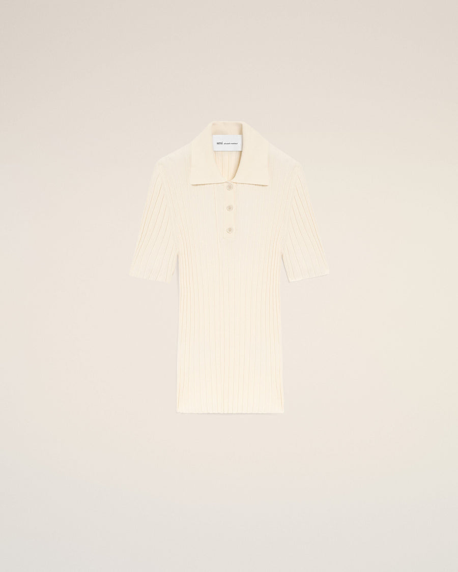 White Knit Short Sleeves Polo