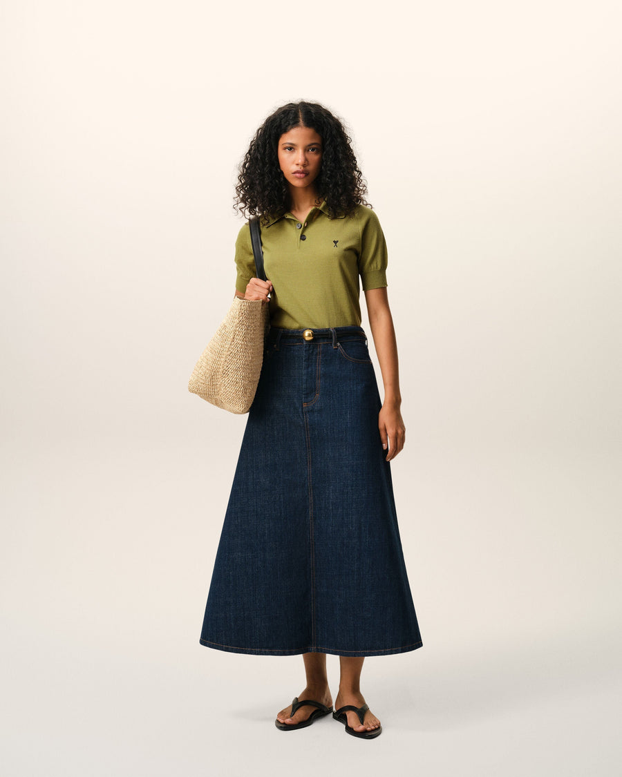 Green Wool Short Sleeves Ami De Coeur Polo