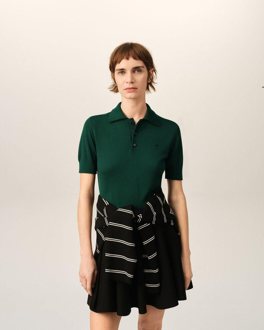 Green wool polo with Ami de Coeur