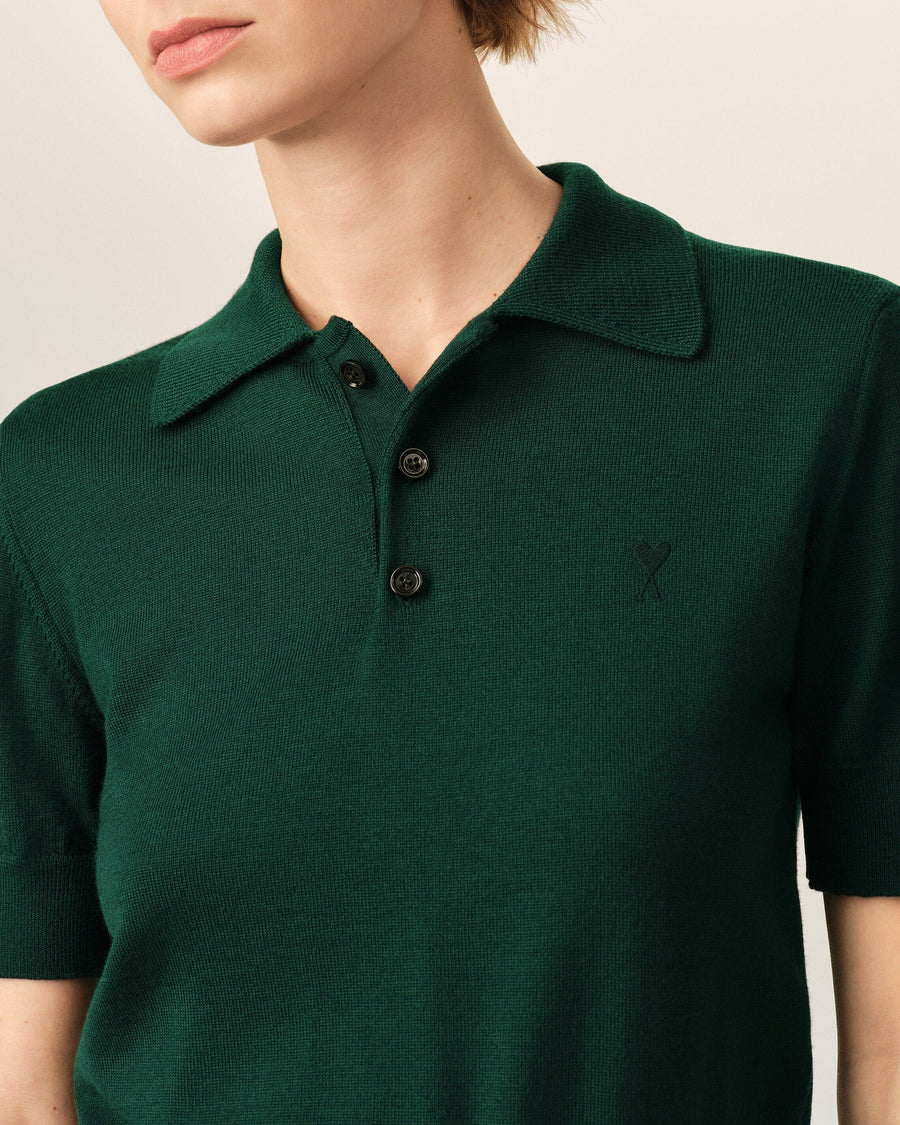 Green wool polo with Ami de Coeur