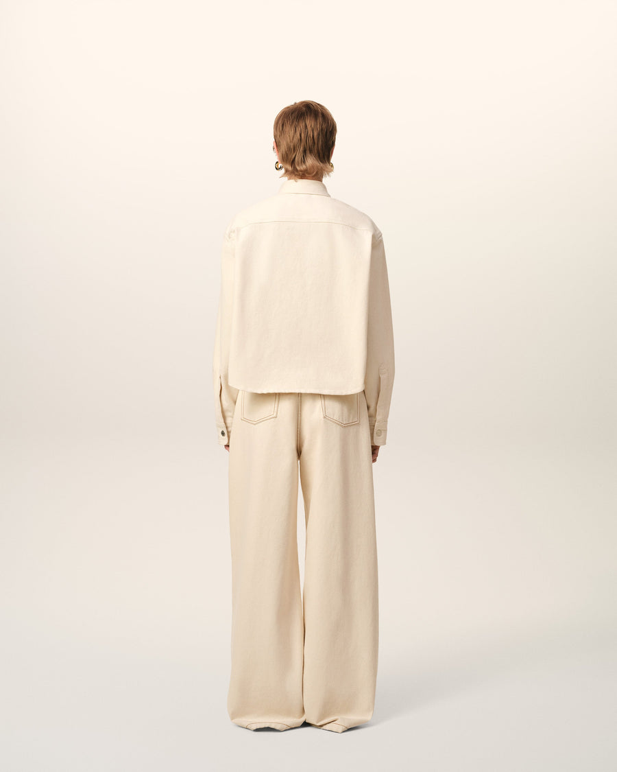 Beige Cotton Ami de Coeur Cropped Shirt