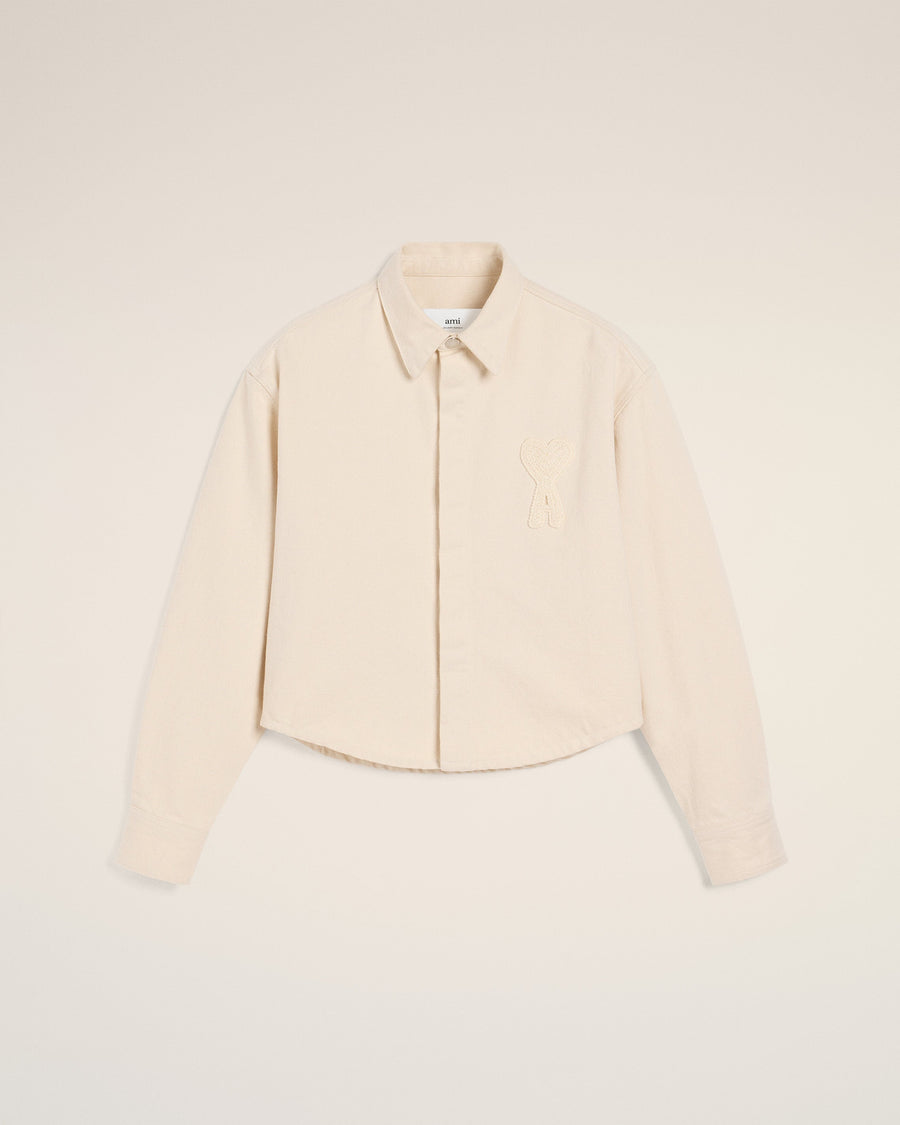 Beige Cotton Ami de Coeur Cropped Shirt