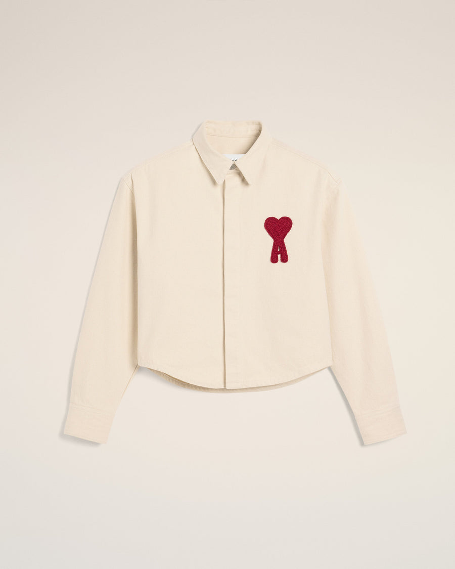 Beige Cotton Ami de Coeur Cropped Shirt