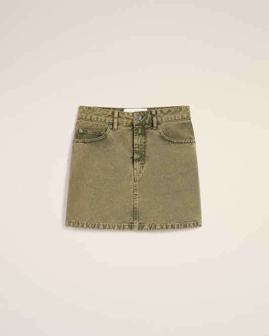 Green Cotton Mini Skirt