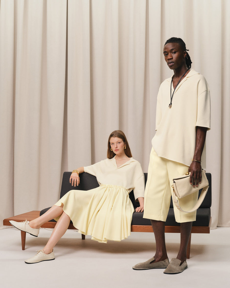 Yellow Wool Skirt With Godets