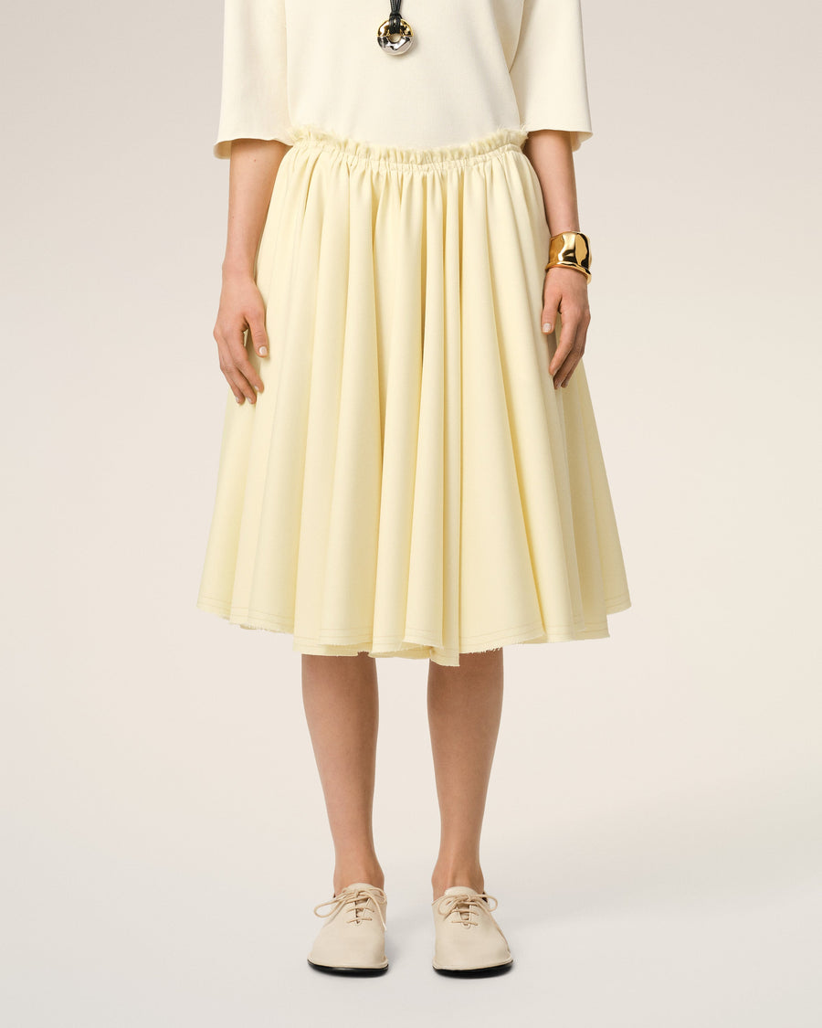 Yellow Wool Skirt With Godets
