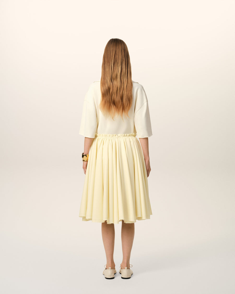 Yellow Wool Skirt With Godets