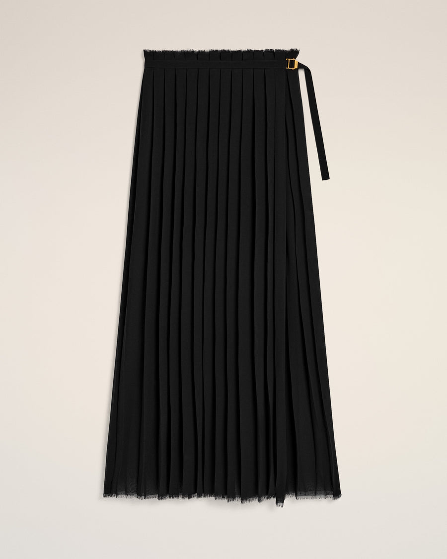 Black Long Pleated Skirt