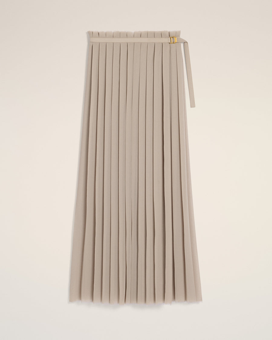 Beige Long Pleated Skirt