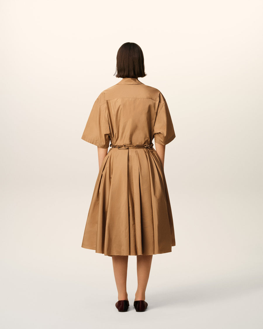 Brown Taffetas Midi Corolla Skirt