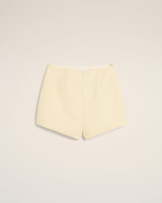 Yellow Wool High Waist Mini Short