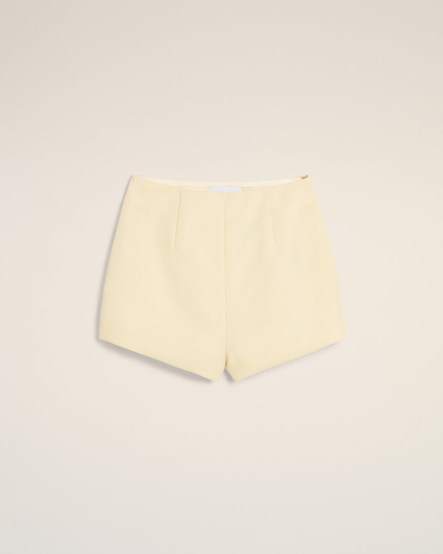 Yellow Wool High Waist Mini Short
