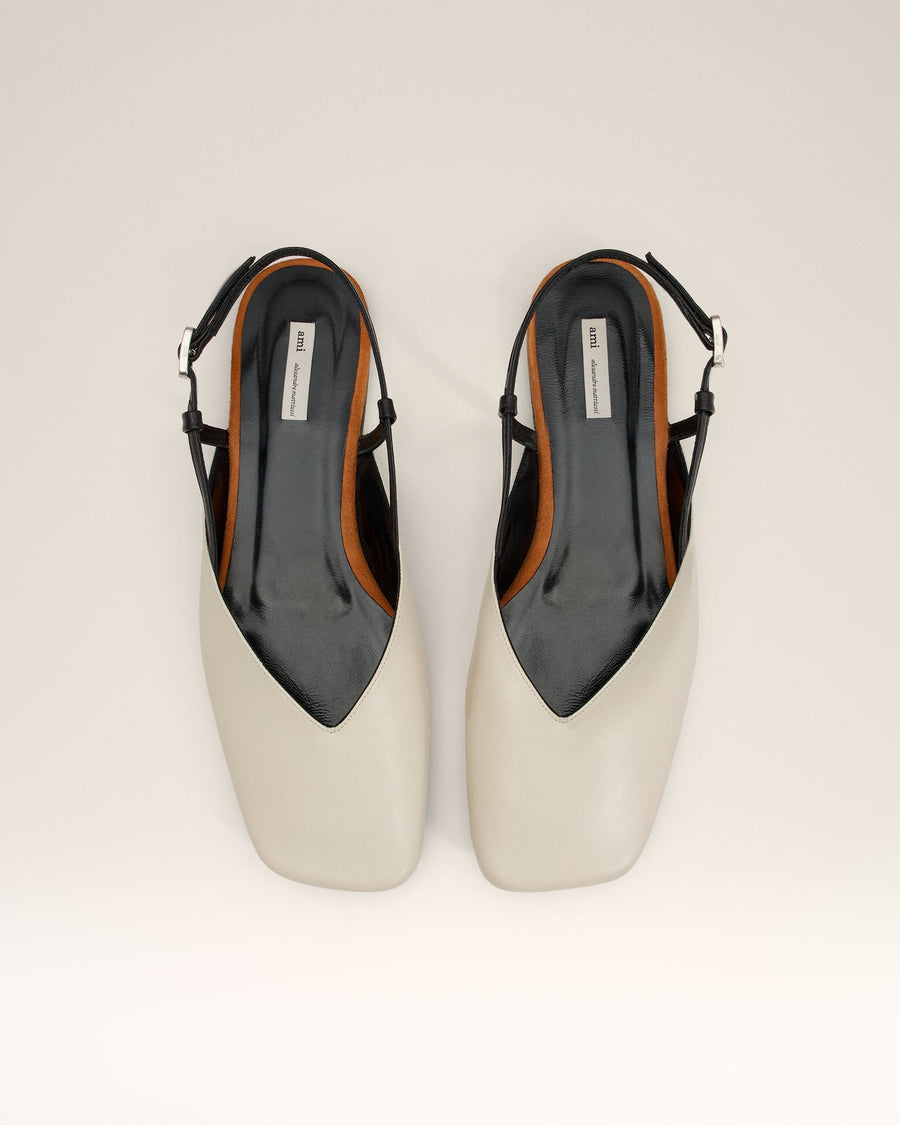 Beige Leather Slingbacks