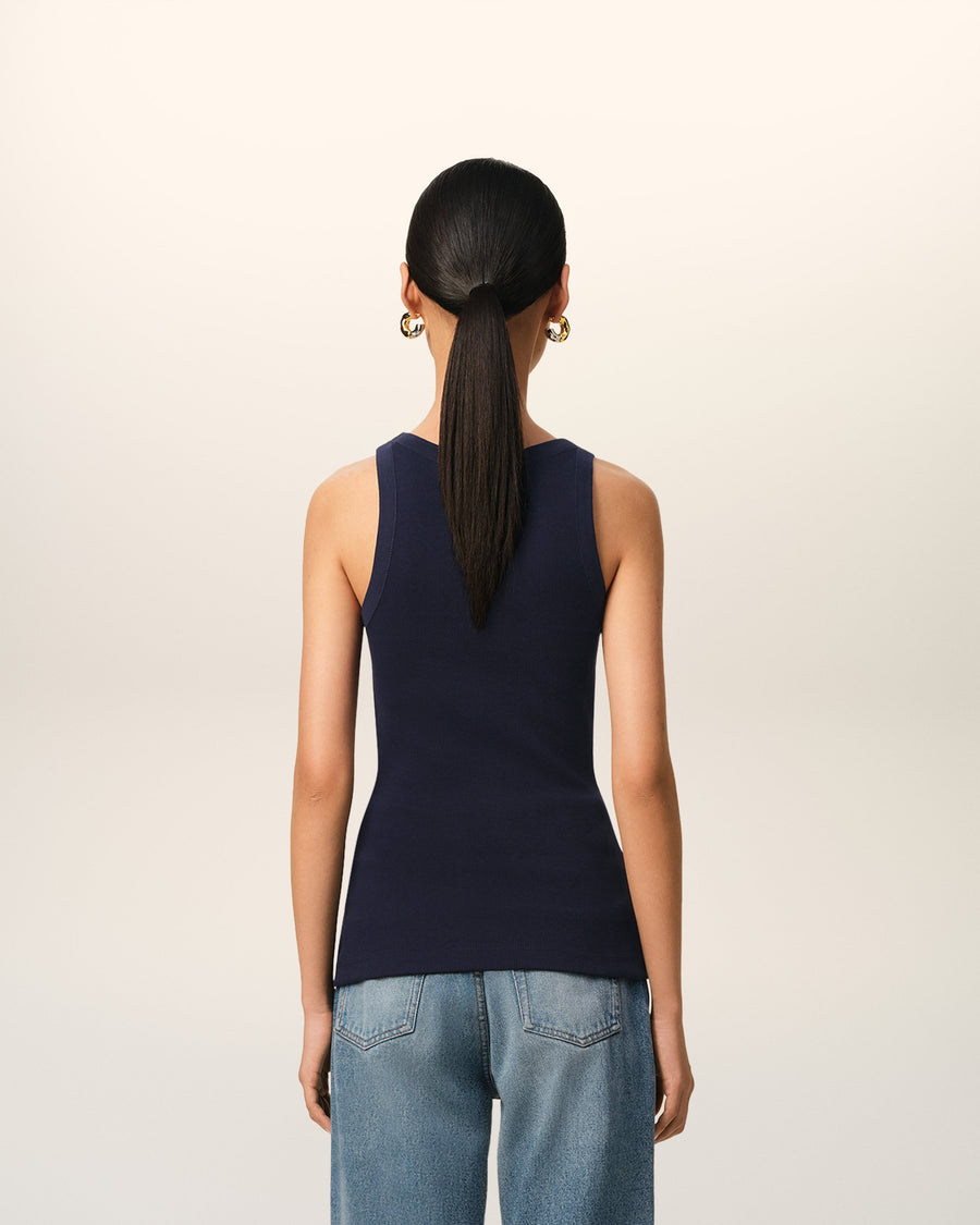 Navy Cotton Rib Ami de Coeur Tanktop