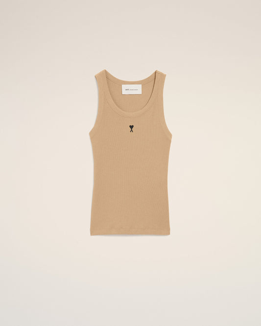 Beige cotton tanktop with Ami de Coeur