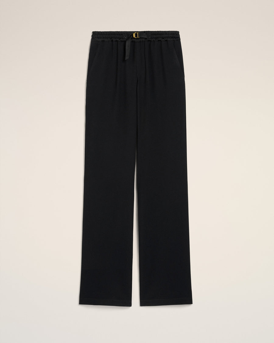 Black Flare Fit Elasticated Trousers