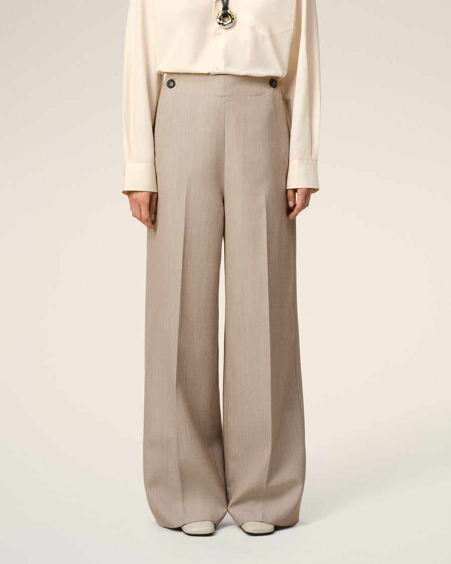 Beige New Wool Sailor Trousers