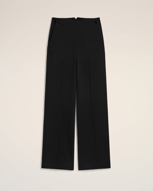 Black Wool Sailor Trousers