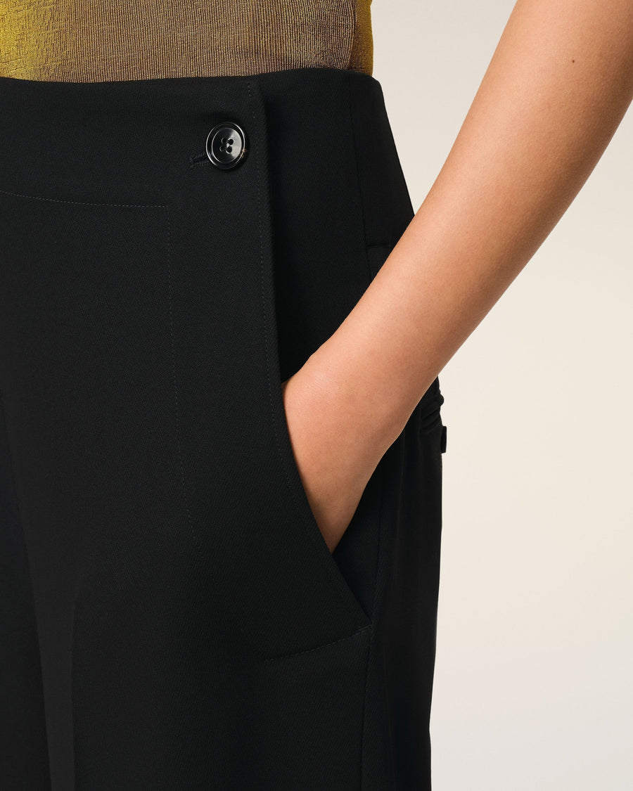 Black Wool Sailor Trousers