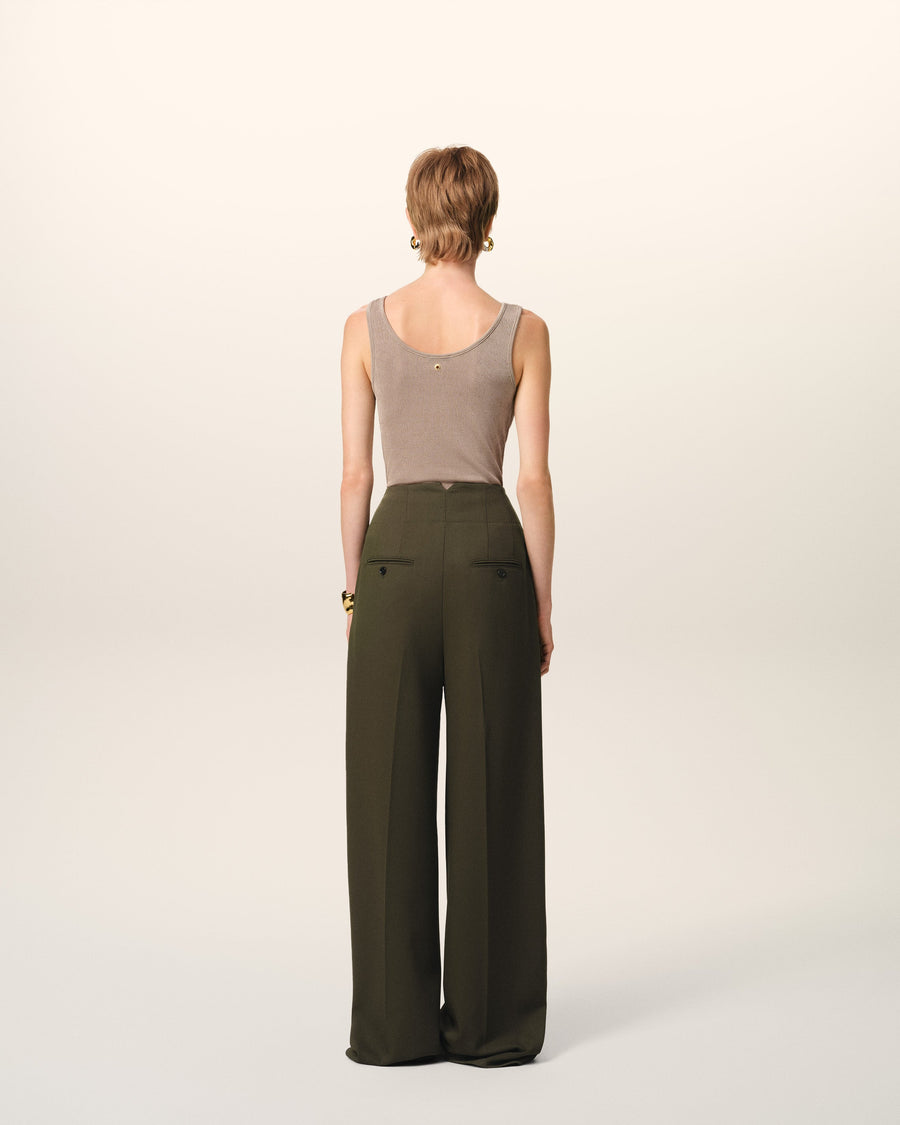 Green Wool Sailor Trousers