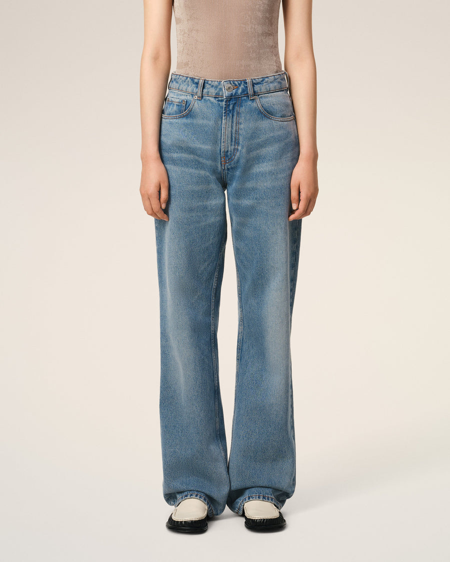 Blue Cotton Large Fit Jeans