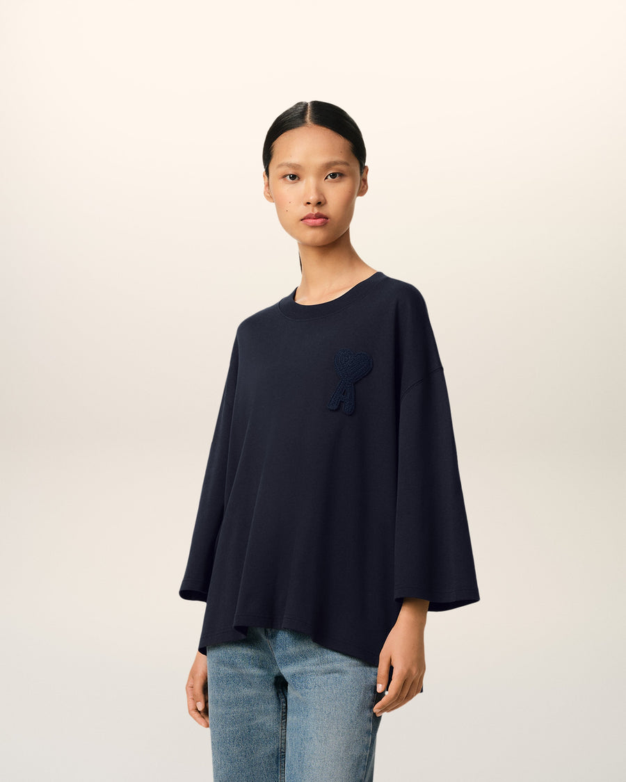 Navy Cotton Ami de Coeur Patch T-Shirt
