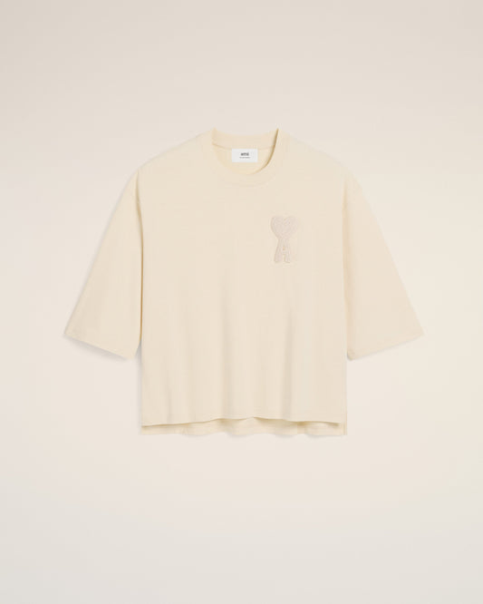 Beige Cotton Ami de Coeur Patch T-Shirt