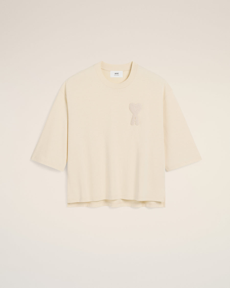 Beige Cotton Ami de Coeur Patch T-Shirt