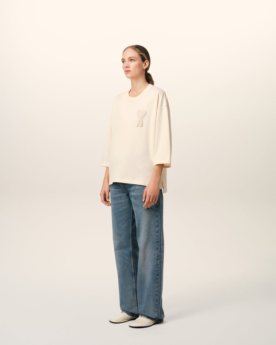 Beige Cotton Ami de Coeur Patch T-Shirt