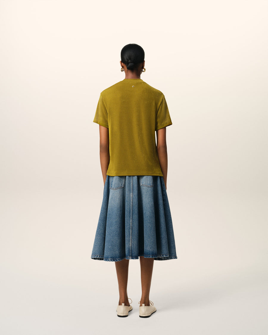 Khaki Rib Jersey Short Sleeve T-Shirt
