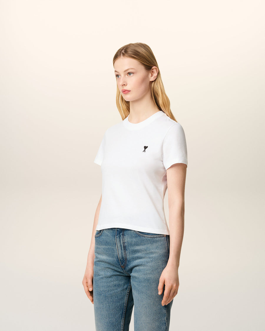 White Cotton Cropped Ami De Coeur T-shirt